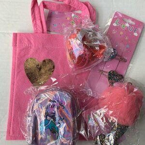 Girls Valentine’s Favors Gift Set Mermaid Coin Purse Key Chain  Hair Ties & Clip